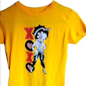 Betty Boop Tshirt Bright Yellow. Women's Size Small